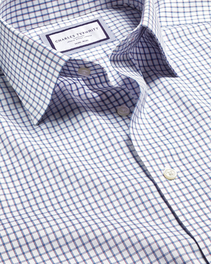 Non-Iron Two Colour Check Shirt - Indigo Blue