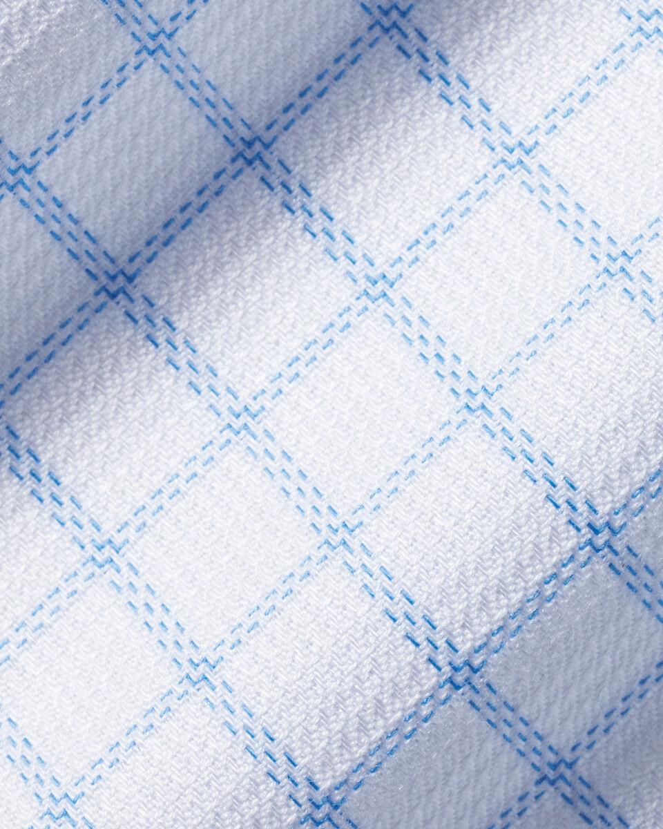 Cutaway Collar Non-Iron Clifton Weave Check Classic Fit Shirt - Cornflower Blue
