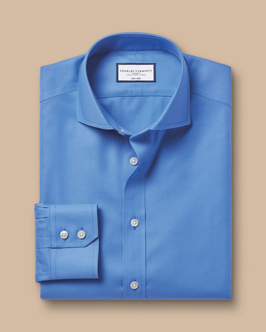 Cutaway Collar Non-Iron Twill Shirt - Ocean Blue