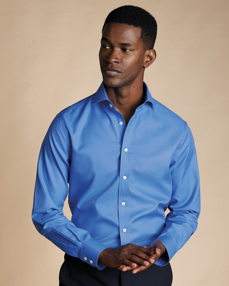 Cutaway Collar Non-Iron Twill Shirt - Ocean Blue