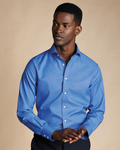 Cutaway Collar Non-Iron Twill Shirt - Ocean Blue