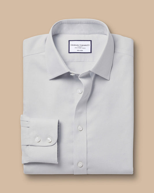 Classic Collar Non-Iron Twill Shirt - Silver Grey