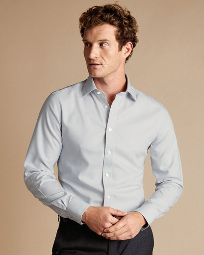 Classic Collar Non-Iron Twill Shirt - Silver Grey
