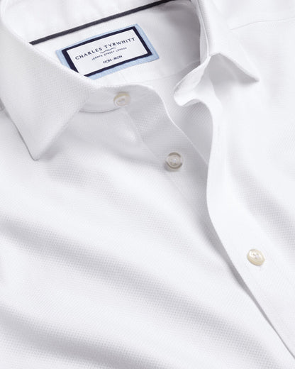 Non Iron stretch Mayfair Weave Slim Fit shirt white
