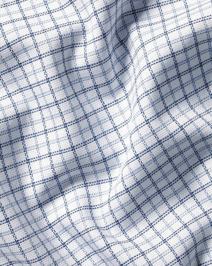 Non-Iron Royal Oxford Windowpane Check Slim Fit Shirt - Steel Blue