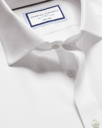 Cutaway Collar Stretch Kensington Weave Classic Fit Shirt - White