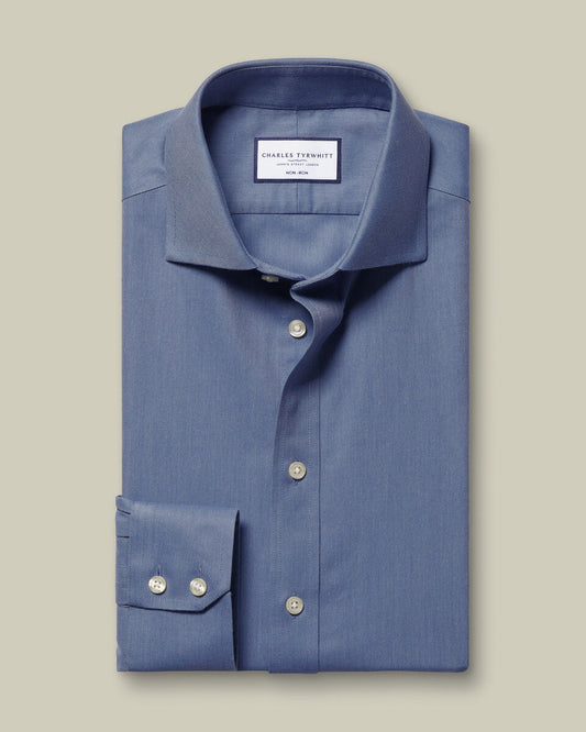 Non-Iron Twill Classic Fit Shirt - Indigo Blue