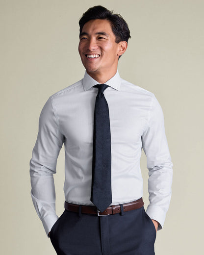 Non-Iron Twill Stripe Extra Slim Fit Shirt - Indigo Blue