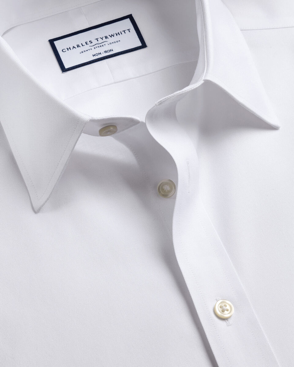 Point Collar Non-Iron Twill Slim Fit Shirt - White