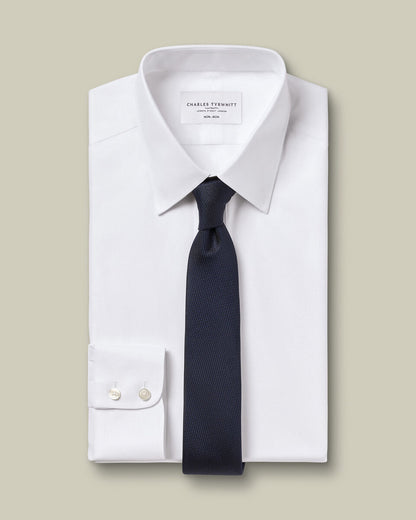 Point Collar Non-Iron Twill Slim Fit Shirt - White
