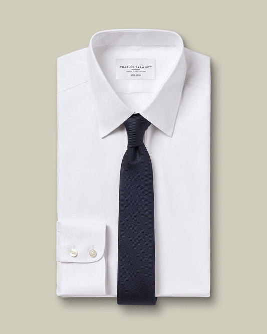 Point Collar Non-Iron Twill Slim Fit Shirt - White