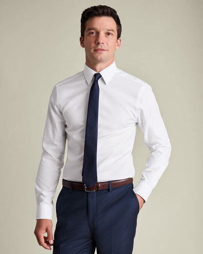 Point Collar Non-Iron Twill Slim Fit Shirt - White