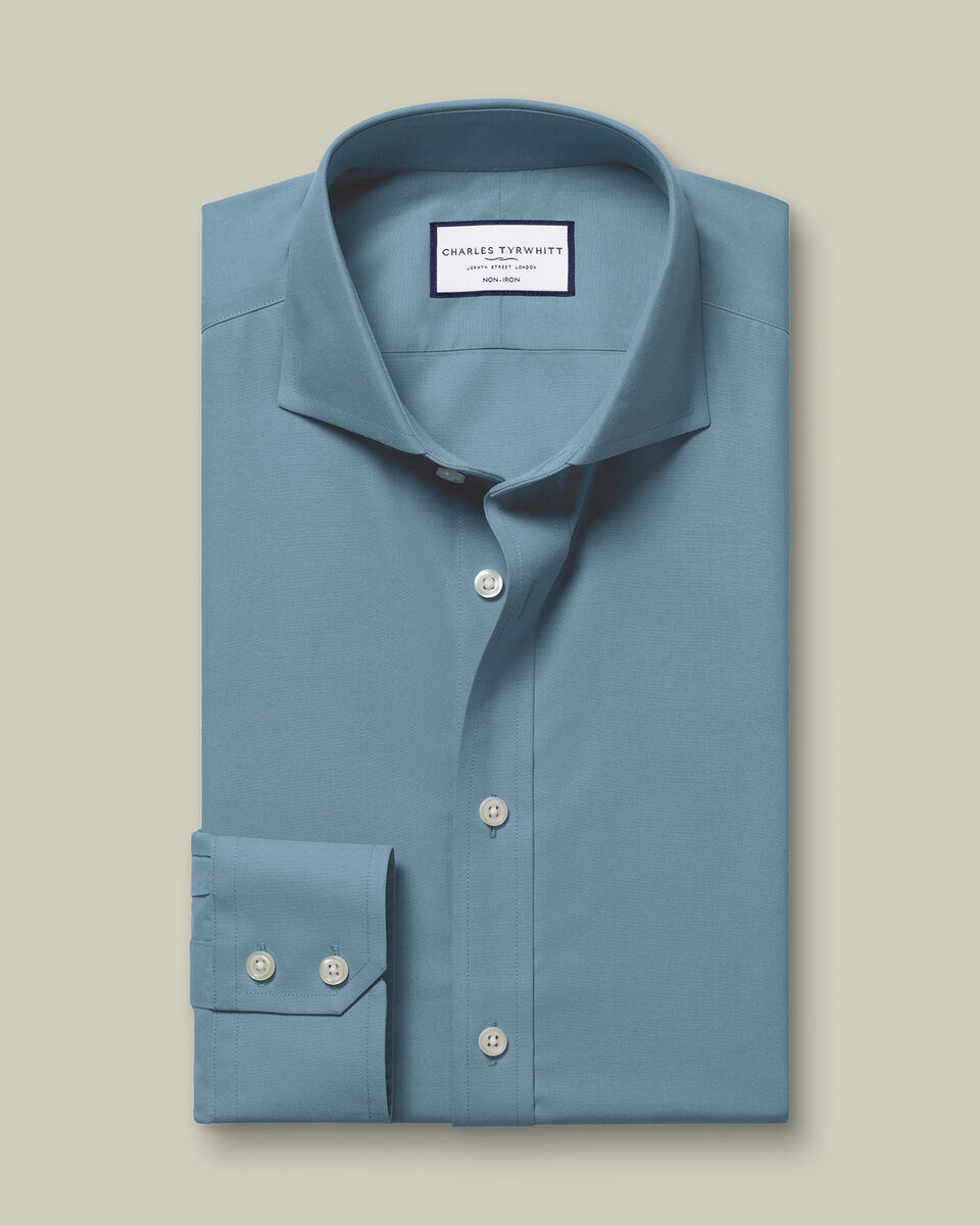 Non-Iron Stretch Poplin Slim Fit Shirt - Airforce Blue
