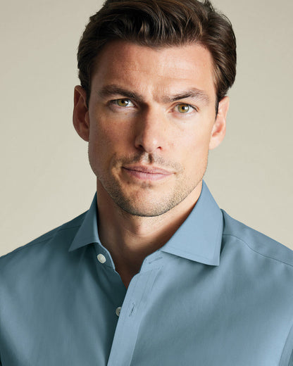 Non-Iron Stretch Poplin Slim Fit Shirt - Airforce Blue