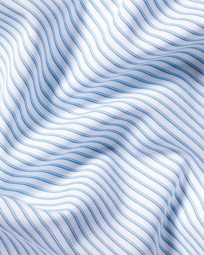 Non-Iron Stretch Poplin Stripe Extra Slim Fit Shirt - Ocean Blue