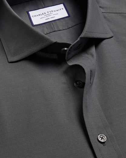 Non-Iron Stretch Poplin Slim Fit Shirt - Charcoal