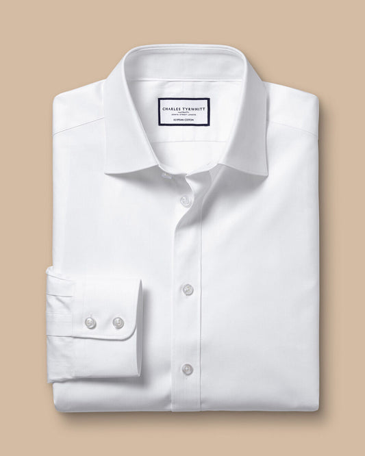 Extra Slim Fit Non-Iron Poplin White Shirt