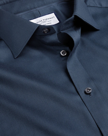 Double Cuff Semi-Cutaway Collar Egyptian Cotton Windsor Weave Classic Fit Shirt - Steel Blue