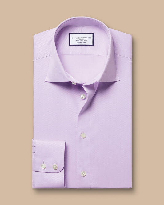 Luxury Ascot Weave Slim Fit Shirt - Lilac Purple