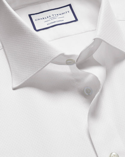 Slim Fit Luxury Windsor Weave Shirt - White