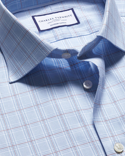 Luxury Prince Of Wales Check shirt sky blue