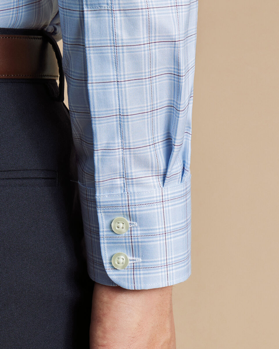 Luxury Prince Of Wales Check shirt sky blue