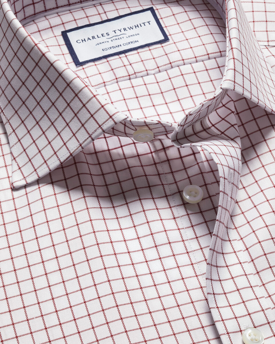 Luxury Windowpane Classic Fit Shirt Maroon Red