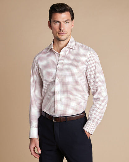 Luxury Windowpane Classic Fit Shirt Maroon Red