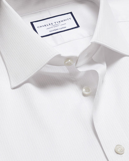 Luxury Stripe Egyptian Cotton Extra Slim Fit Shirt White