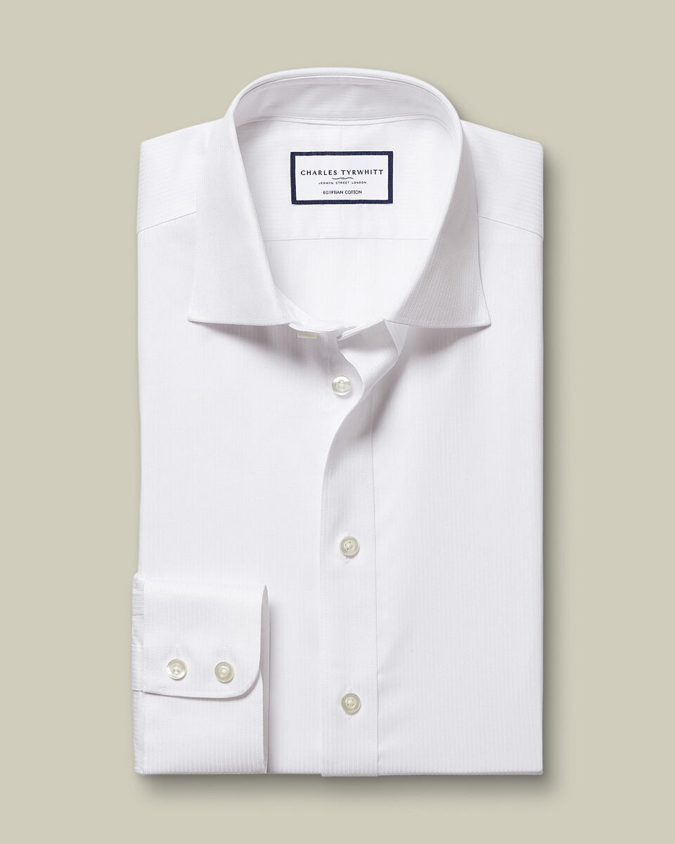 Luxury Stripe Egyptian Cotton Extra Slim Fit Shirt White
