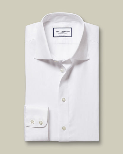 Luxury Stripe Egyptian Cotton Extra Slim Fit Shirt White
