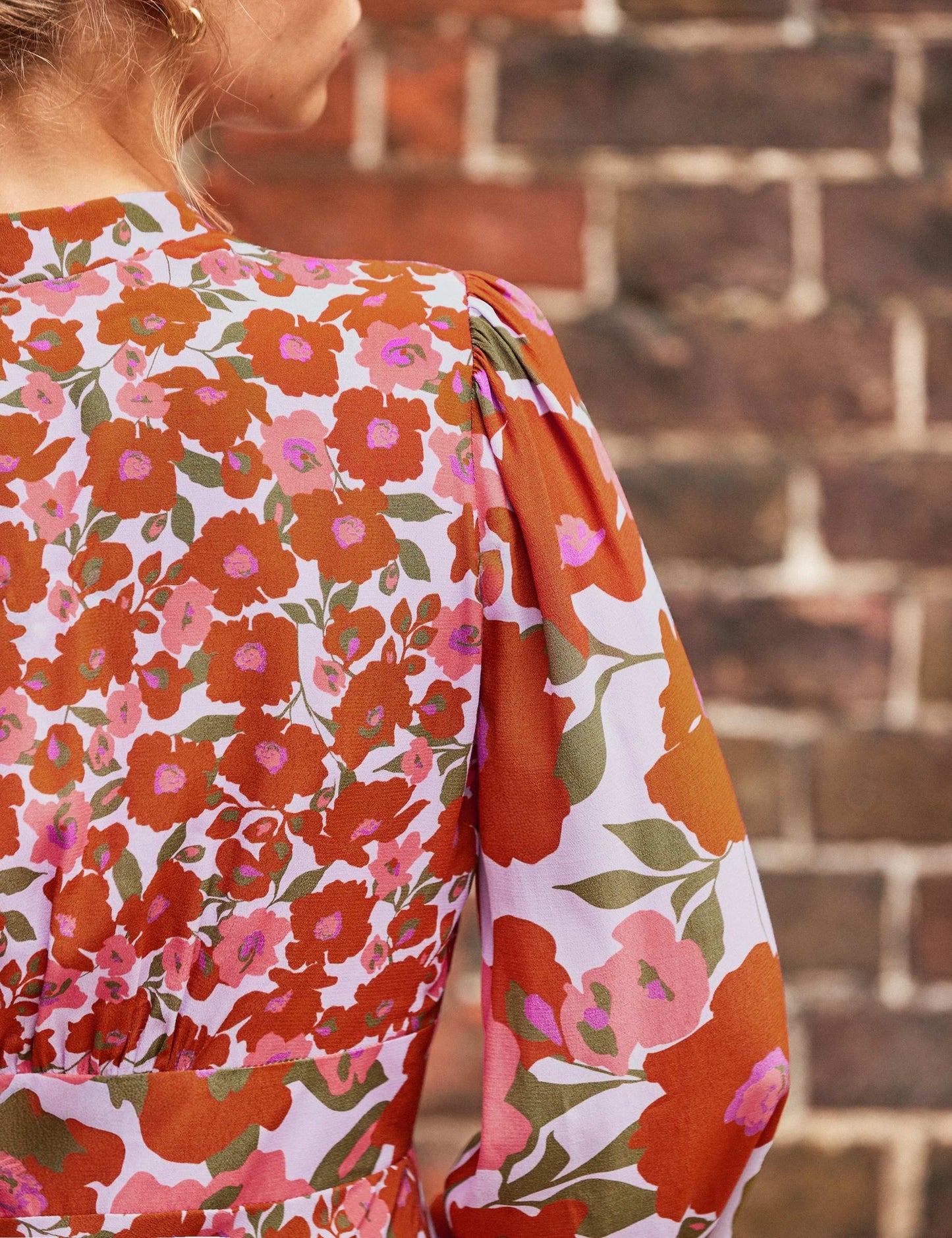 Floral V-Neck Midaxi Waisted Dress