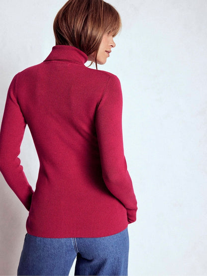 Boden Red Emilia Cotton Roll Neck Jumper