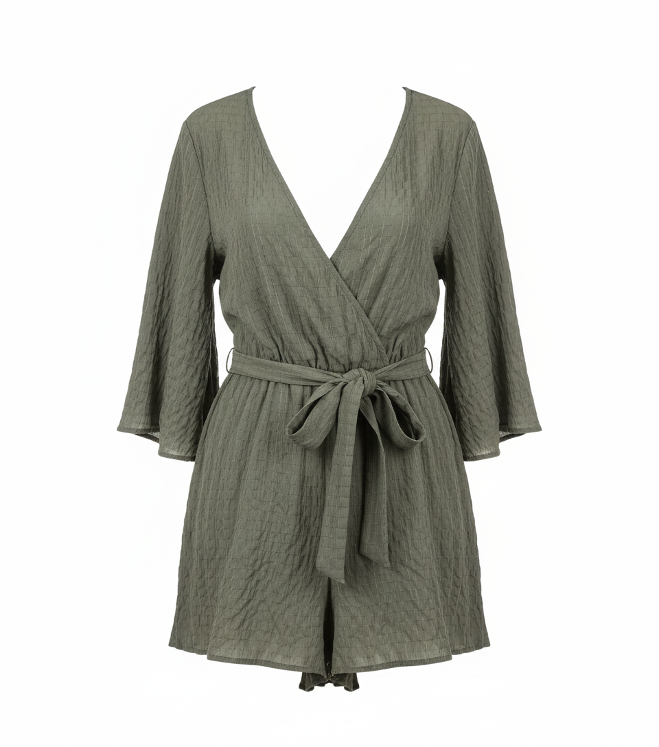 Khaki Belted Playsuit
