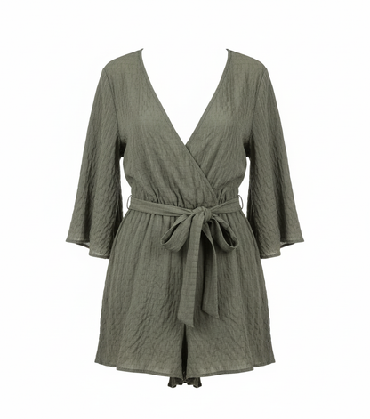 Khaki Belted Playsuit