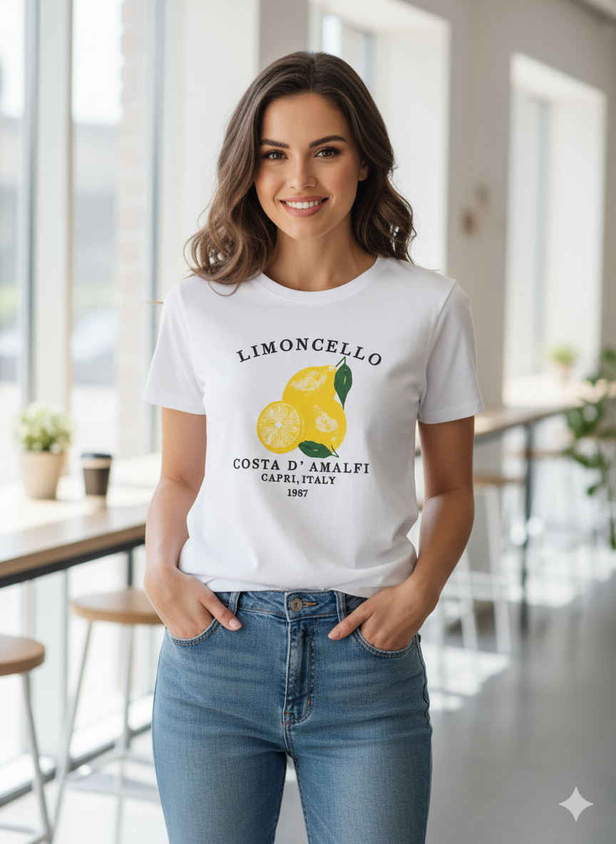 White Limone Print Relaxed T-Shirt