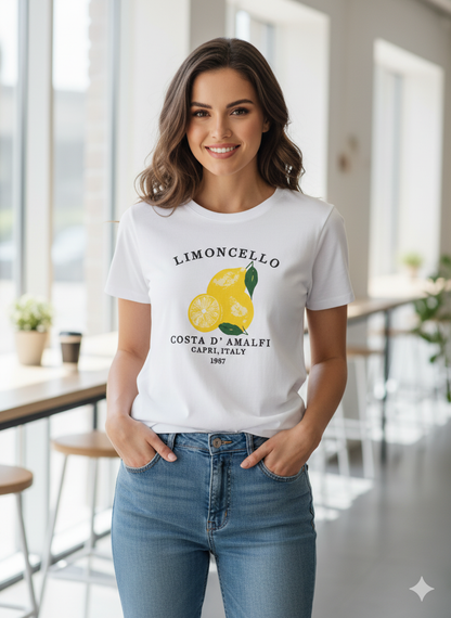 White Limone Print Relaxed T-Shirt