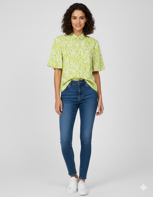 Lemon Zebra Print Oversized Shirt