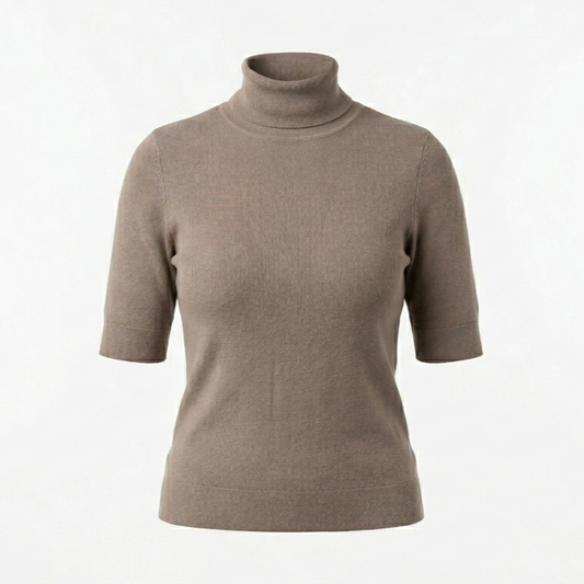 V by Very Turtleneck Half Sleeve Top - Taupe