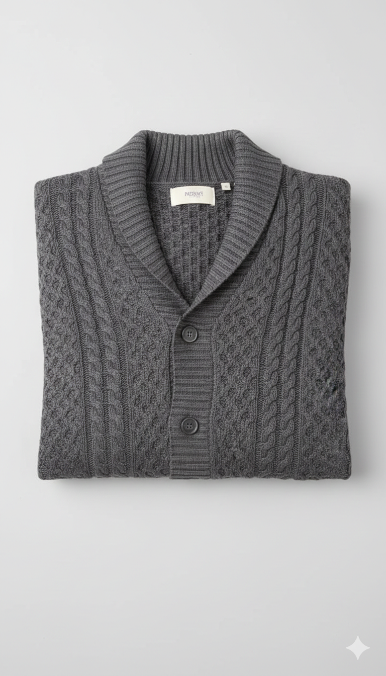 Henry Shawl Collar Cardigan Grey