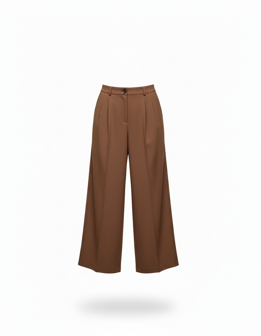 Wide Leg Tailored Trousers Brown