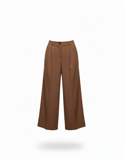 Wide Leg Tailored Trousers Brown