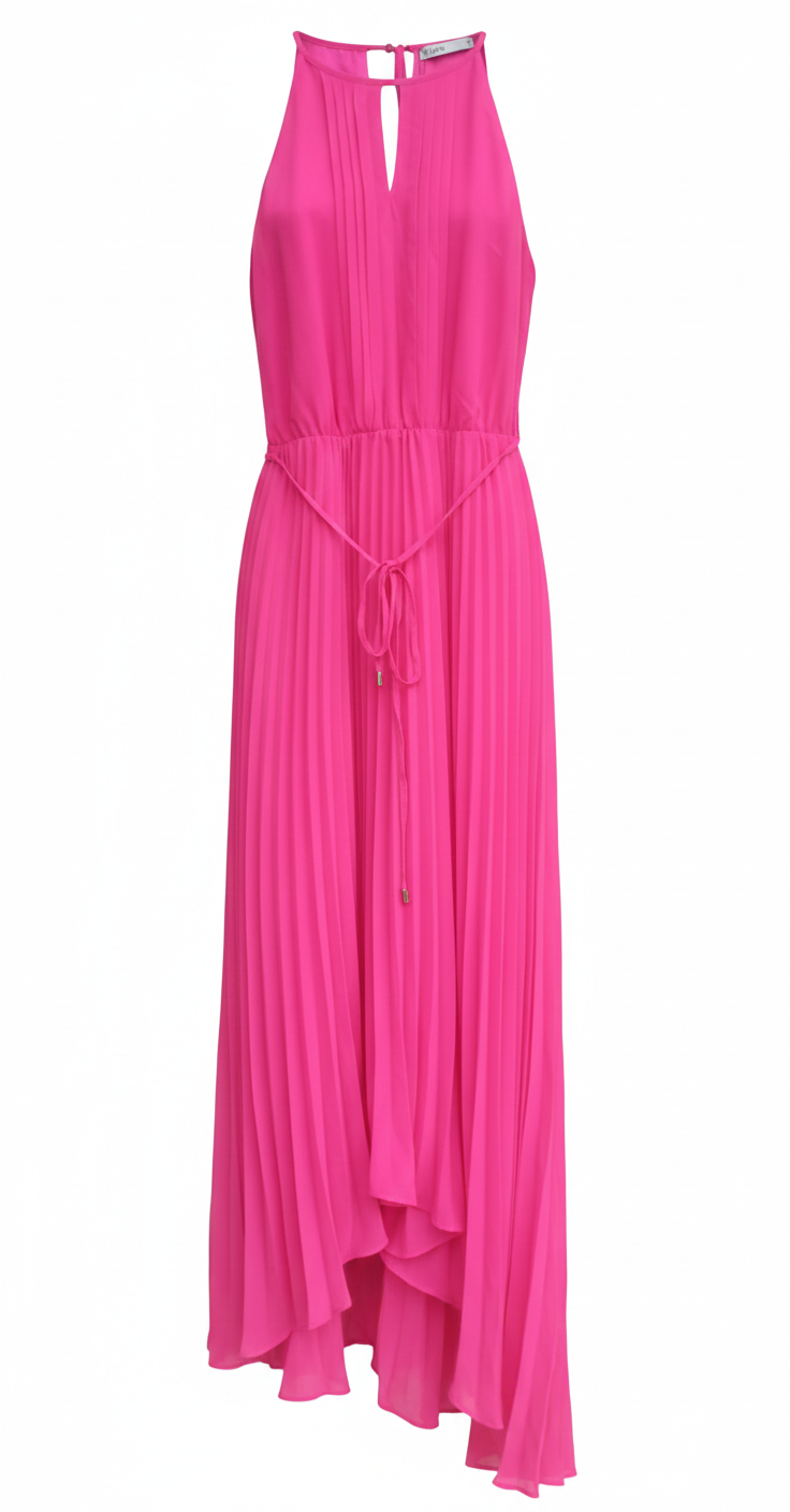 Pink Pleated Sleeveless Dress