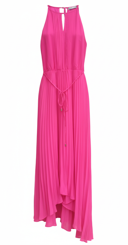 Pink Pleated Sleeveless Dress