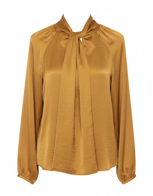 Yellow Twist Neck Blouse