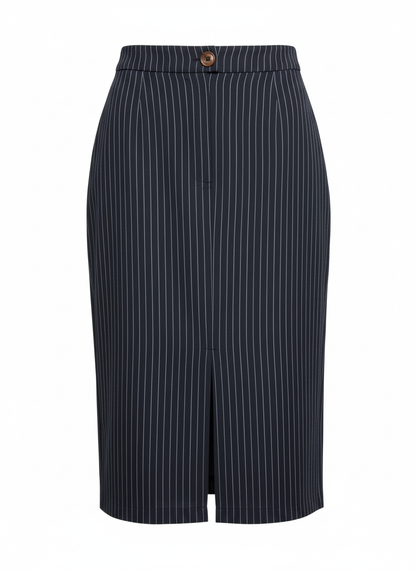 Navy Pinstripe Skirt