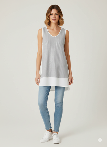 Next Sleeveless Grey Cream Top Shift
