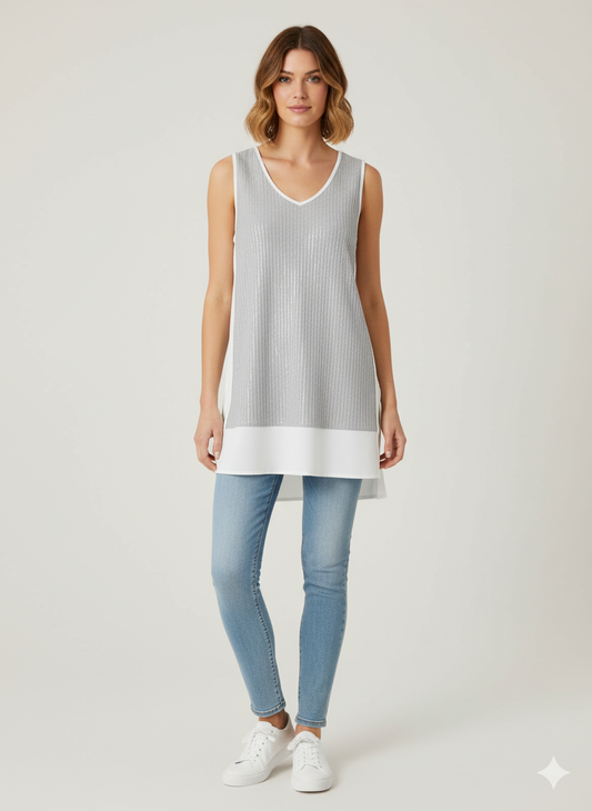 Next Sleeveless Grey Cream Top Shift