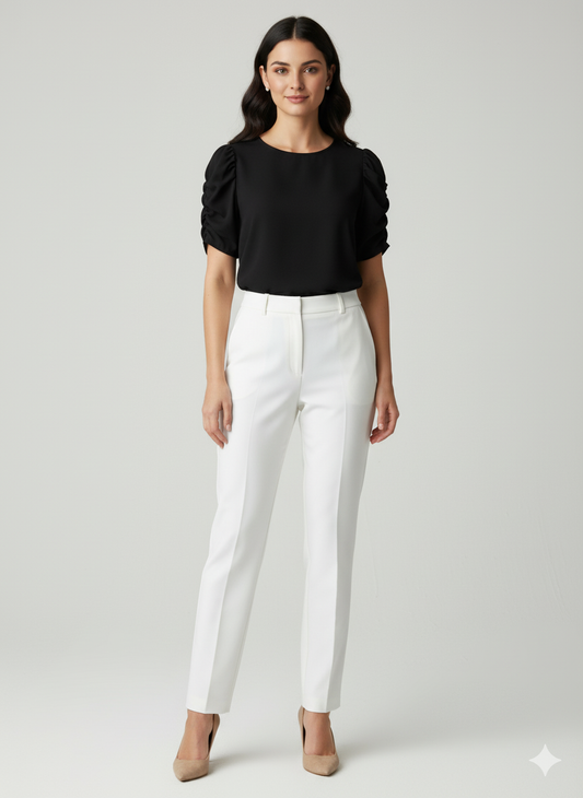 Black Bubble Sleeve Blouse