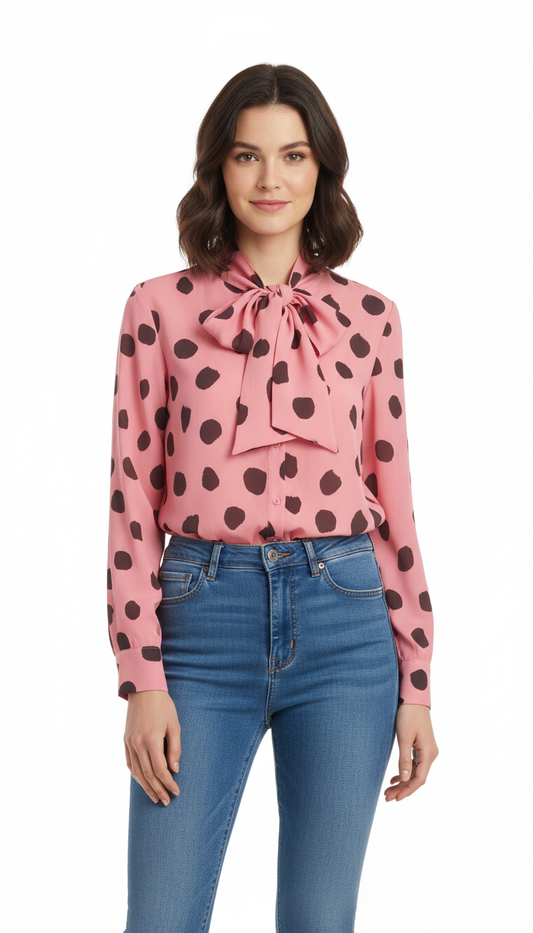 Pink Polka Print Shirt